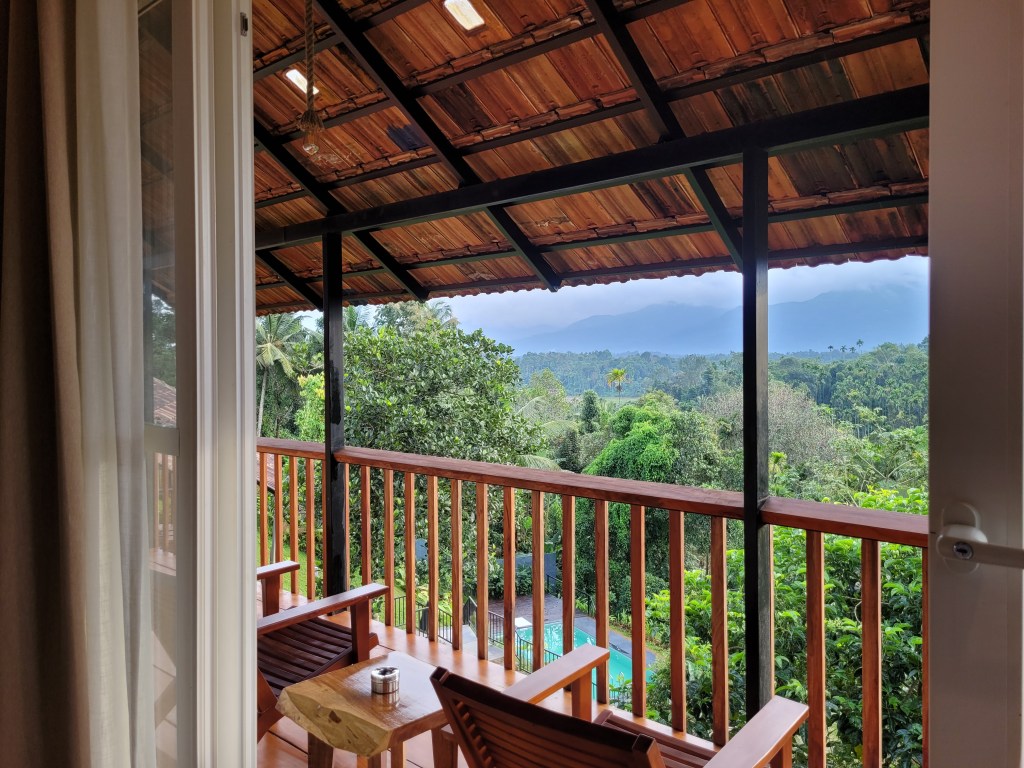 Private balcony at Aalterra Resort Wayanad with mountain view